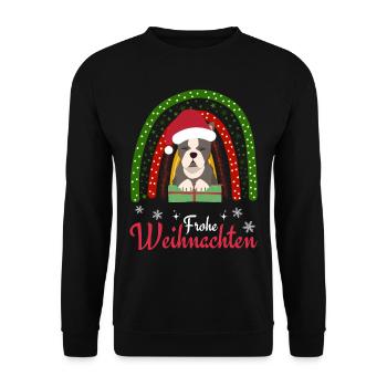 Weihnachten Süßer Boston Terrier Kawaii - Unisex Pullover - Schwarz - Vorne - Alina (178cm) & Michal (187cm)