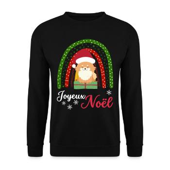 Christmas Sweet Dwarf Spitz Lover Kawaii - Unisex Sweatshirt - black - Front - Alina (178cm) & Michal (187cm)
