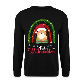 Christmas Sweet Dwarf Spitz Lover Kawaii - Unisex Sweatshirt - black - Front - Alina (178cm) & Michal (187cm)