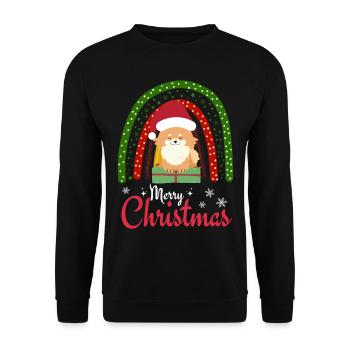 Christmas Sweet Dwarf Spitz Lover Kawaii - Unisex Sweatshirt - black - Front - Alina (178cm) & Michal (187cm)