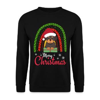 Weihnachten Süßer Rottweiler Liebhaber Kawaii - Unisex Pullover - Schwarz - Vorne - Alina (178cm) & Michal (187cm)