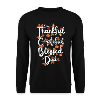 Thankful Dad Papa Autumn Leaves Gratitude - Unisex Sweatshirt - black - Front - Alina (178cm) & Michal (187cm)