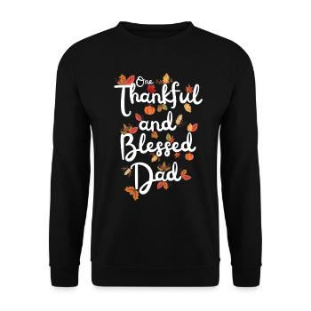 Thankful Dad Papa Autumn Leaves Gratitude - Unisex Sweatshirt - black - Front - Alina (178cm) & Michal (187cm)
