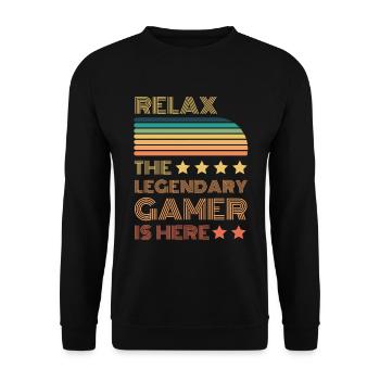 Relax the Legendary Gamer is retro here - Unisex Sweatshirt - black - Front - Alina (178cm) & Michal (187cm)