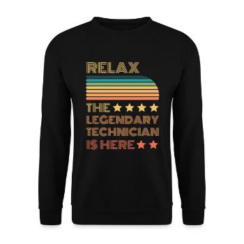 Relax le technicien légendaire est rétro - Sweat-shirt Unisexe - noir - Devant - Alina (178cm) & Michal (187cm)