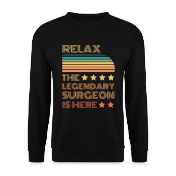 Relax the Legendary Surgeon is retro here - Unisex Sweatshirt - black - Front - Alina (178cm) & Michal (187cm)