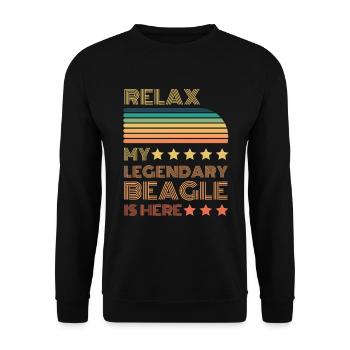 Relax my legendary Beagle is here Retro - Unisex Sweatshirt - black - Front - Alina (178cm) & Michal (187cm)