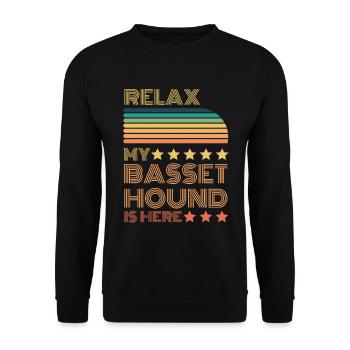 Relax my legendary Basset Hound is here Retro - Unisex Sweatshirt - black - Front - Alina (178cm) & Michal (187cm)