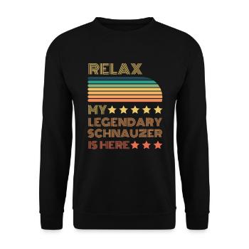 Relax my legendary Schnauzer is here Retro - Unisex Sweatshirt - black - Front - Alina (178cm) & Michal (187cm)