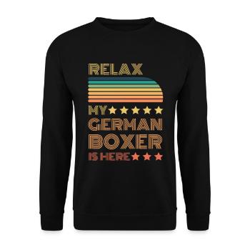 Relax my legendary Boxer is here Retro - Unisex Sweatshirt - black - Front - Alina (178cm) & Michal (187cm)