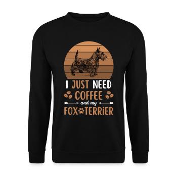 Fox Terrier Café Rétro Chien Café - Sweat-shirt Unisexe - noir - Devant - Alina (178cm) & Michal (187cm)