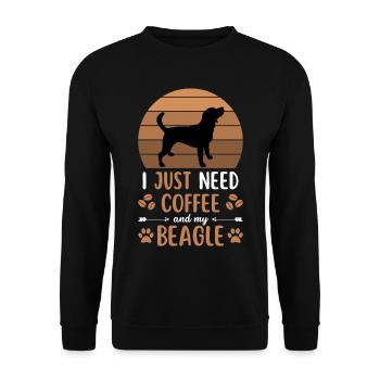 Beagle Coffee Retro Dog Cafe - Unisex Sweatshirt - black - Front - Alina (178cm) & Michal (187cm)