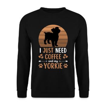Yorkshire Terrier Café Rétro Dog Cafe - Sweat-shirt Unisexe - noir - Devant - Alina (178cm) & Michal (187cm)