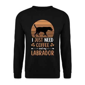 Labrador Coffee Retro Dog Cafe - Sweat-shirt Unisexe - noir - Devant - Alina (178cm) & Michal (187cm)