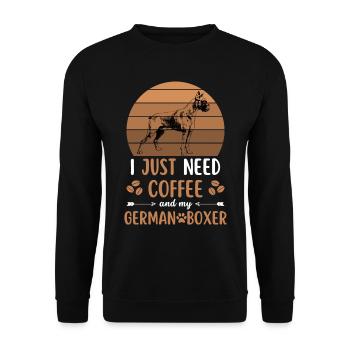 Boxer allemand Café Rétro Dog Cafe - Sweat-shirt Unisexe - noir - Devant - Alina (178cm) & Michal (187cm)