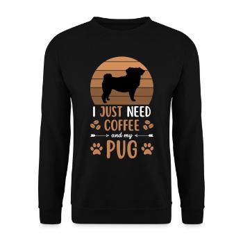 Carlin café rétro chien café - Sweat-shirt Unisexe - noir - Devant - Alina (178cm) & Michal (187cm)