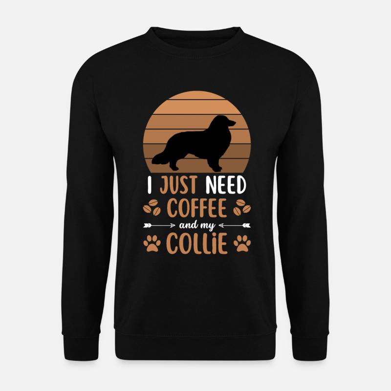 Collie Coffee Retro Dog Cafe - Unisex Sweatshirt - black