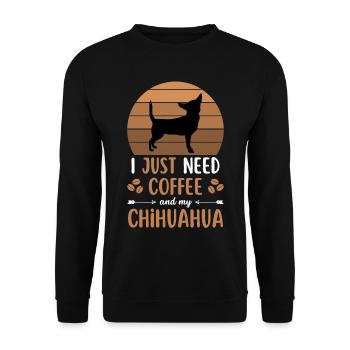 Chihuahua Café Rétro Chien Café - Sweat-shirt Unisexe - noir - Devant - Alina (178cm) & Michal (187cm)