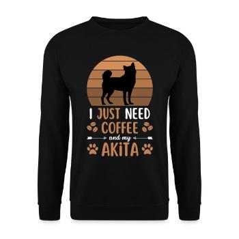 Akita Coffee Retro - Unisex Sweatshirt - black - Front - Alina (178cm) & Michal (187cm)