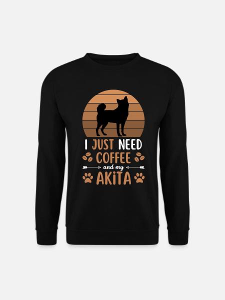 Akita Kaffee Retro Hund Cafe - Unisex Pullover - Schwarz