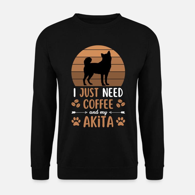 Akita Kaffee Retro Hund Cafe - Unisex Pullover - Schwarz