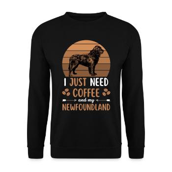 Café rétro-chien de Terre-Neuve - Sweat-shirt Unisexe - noir - Devant - Alina (178cm) & Michal (187cm)