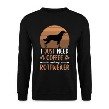 Rottweiler Café Rétro Chien Café - Sweat-shirt Unisexe - noir - Devant - Alina (178cm) & Michal (187cm)