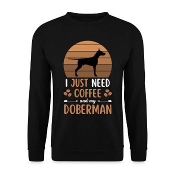 Doberman Coffee Retro Dog Cafe - Sweat-shirt Unisexe - noir - Devant - Alina (178cm) & Michal (187cm)