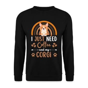 Sweet Welsh Corgi Coffee Dog Cafe kawaii - Sweat-shirt Unisexe - noir - Devant - Alina (178cm) & Michal (187cm)