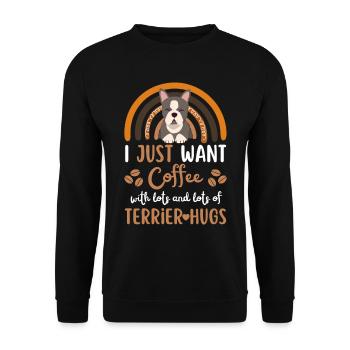 Mignon boston terrier café chien café kawaii - Sweat-shirt Unisexe - noir - Devant - Alina (178cm) & Michal (187cm)