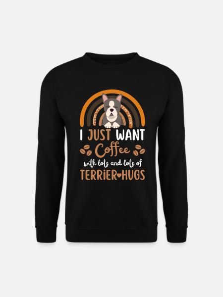 Süßer Boston Terrier Kaffee Hund Cafe kawaii - Unisex Pullover - Schwarz