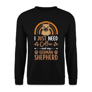 Sweet German Shepherd Coffee cafe kawaii - Unisex Sweatshirt - black - Front - Alina (178cm) & Michal (187cm)