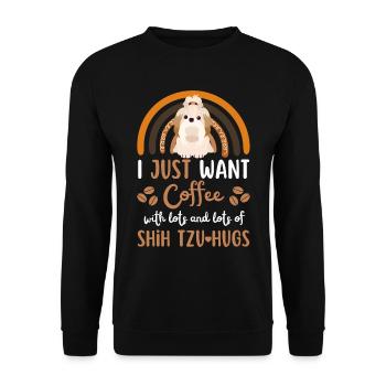 Sweet Shih Tzu Café Chien Café kawaii - Sweat-shirt Unisexe - noir - Devant - Alina (178cm) & Michal (187cm)