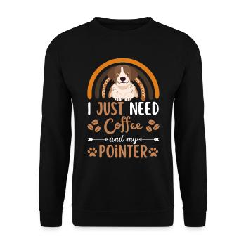 Mignon pointeur anglais café chien café kawaii - Sweat-shirt Unisexe - noir - Devant - Alina (178cm) & Michal (187cm)