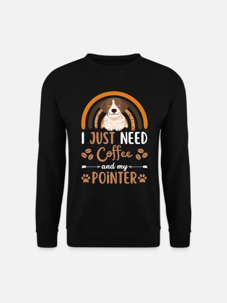 Cute english pointer coffee dog cafe kawaii - Unisex Sweatshirt - black