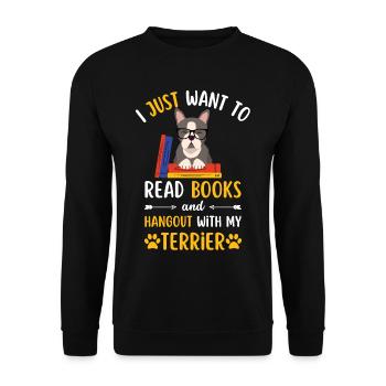 Cute Boston Terrier Book Books kawaii - Unisex Sweatshirt - black - Front - Alina (178cm) & Michal (187cm)