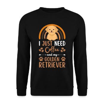 Sweet Golden Retriever Café Chien Café kawaii - Sweat-shirt Unisexe - noir - Devant - Alina (178cm) & Michal (187cm)