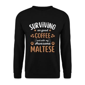 Café maltais Coffee Dog - Sweat-shirt Unisexe - noir - Devant - Alina (178cm) & Michal (187cm)