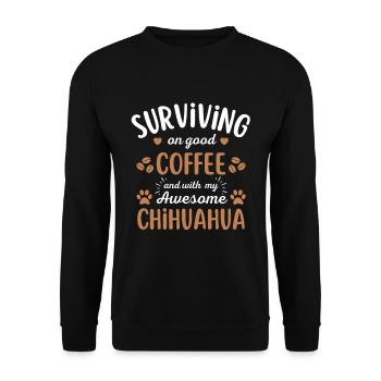 Chihuahua Kaffee Hund Cafe - Unisex Pullover - Schwarz - Vorne - Alina (178cm) & Michal (187cm)