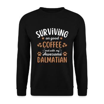 Café dalmate Café Pour chiens - Sweat-shirt Unisexe - noir - Devant - Alina (178cm) & Michal (187cm)