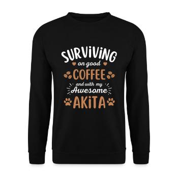 Akita Kaffee Hund Cafe - Unisex Pullover - Schwarz - Vorne - Alina (178cm) & Michal (187cm)