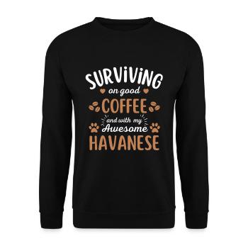 Havaneser Kaffee Hund Cafe - Unisex Pullover - Schwarz - Vorne - Alina (178cm) & Michal (187cm)
