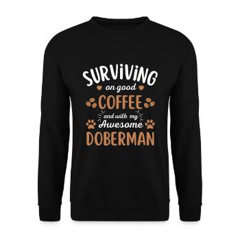 Doberman Coffee Dog Cafe - Unisex Sweatshirt - black - Front - Alina (178cm) & Michal (187cm)