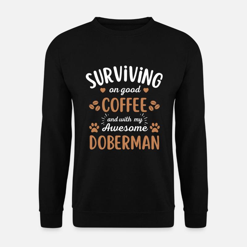 Doberman Coffee Dog Café - Sweat-shirt Unisexe - noir