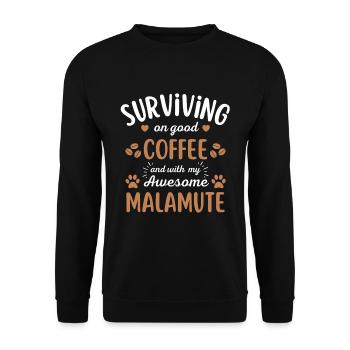 Malamute Kaffee Hund Cafe - Unisex Pullover - Schwarz - Vorne - Alina (178cm) & Michal (187cm)