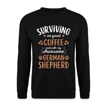 German Shepherd Coffee Dog Cafe - Unisex Sweatshirt - black - Front - Alina (178cm) & Michal (187cm)