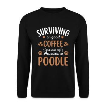 Pudel Kaffee Hund Cafe - Unisex Pullover - Schwarz - Vorne - Alina (178cm) & Michal (187cm)
