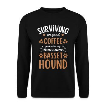 Basset Hound Kaffee Hund Cafe - Unisex Pullover - Schwarz - Vorne - Alina (178cm) & Michal (187cm)