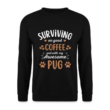 Pug Coffee Dog Cafe - Sweat-shirt Unisexe - noir - Devant - Alina (178cm) & Michal (187cm)