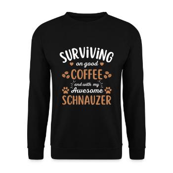 Schnauzer Kaffee Hund Cafe - Unisex Pullover - Schwarz - Vorne - Alina (178cm) & Michal (187cm)
